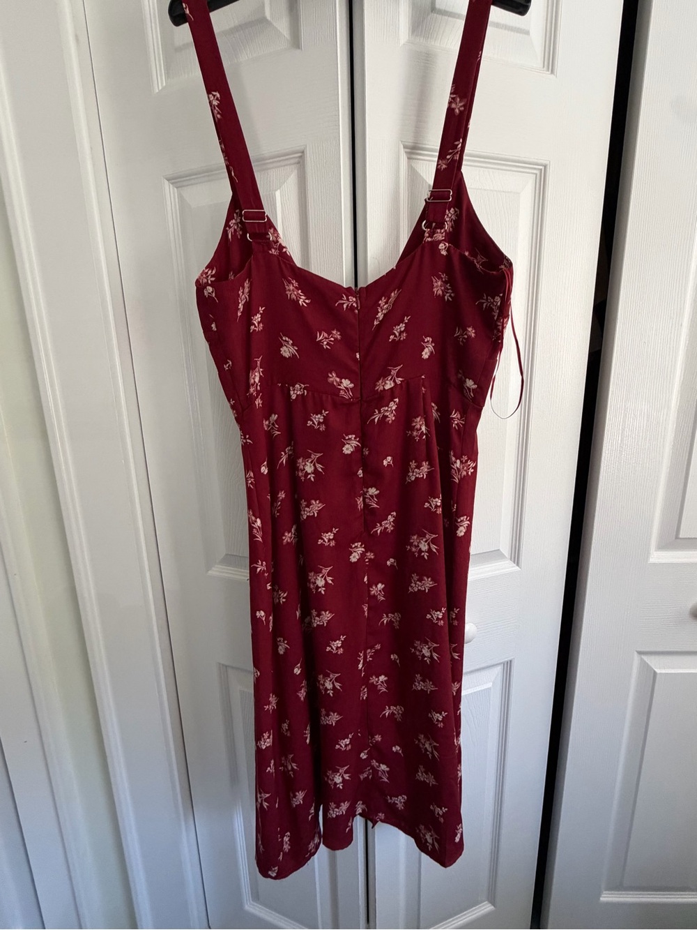 Burgundy Floral Button-Front Sundress
